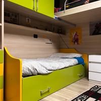 Struttura letto singolo con doghe e cassettone