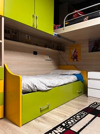 Struttura letto singolo con doghe e cassettone