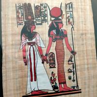 Quadro su papiro stile egizio con figure