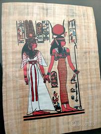 Quadro su papiro stile egizio con figure