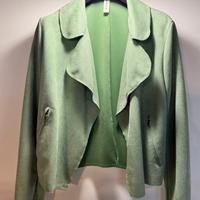 Giacca corta vintage modello biker verde salvia