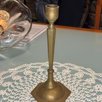 Candeliere vintage ottone inciso a mano