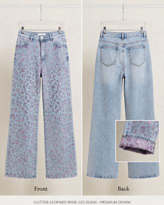 Jeans glitter leopardati