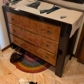 Comò vintage in radica con 4 cassetti – 110x50x85