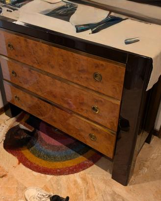 Comò vintage in radica con 4 cassetti – 110x50x85
