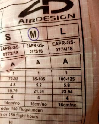 Parapendio e imbrago