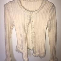 Cardigan bianco a coste