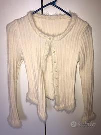 Cardigan bianco a coste