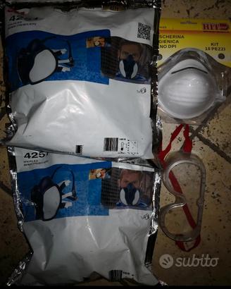 kit lavoro 2 maschere gas 3m occhiali mascherine