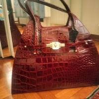 borsa in pelle stampata coccodrillo 