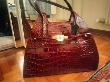 borsa in pelle stampata coccodrillo 