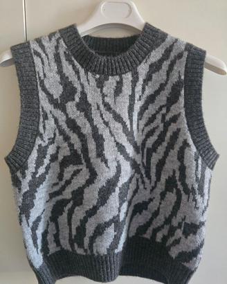 Gilet girocollo fantasia zebra