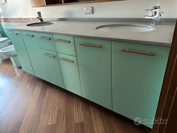 Mobile bagno laccato colore acqua