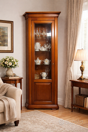 Vetrina classica in legno color ciliegio