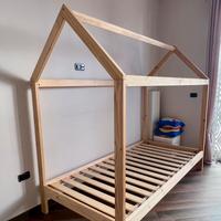 Letto Capanna in pino massello Archi legno grezzo