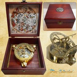 BUSSOLA SOLARE 10,2 cm OTTONE CON SCATOLA