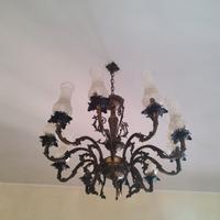 Lampadario in bronzo e cristallo 10 luci