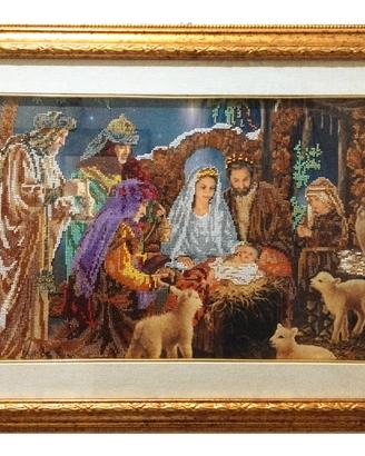Quadro, ricamo con perline