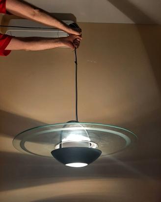 Lampadario vertro satellite, due punti a soffitto