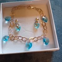 Bracciale e orecchini in argento e swarovski