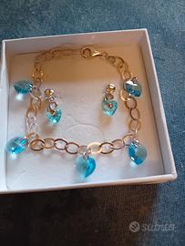 Bracciale e orecchini in argento e swarovski