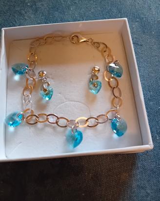 Bracciale e orecchini in argento e swarovski