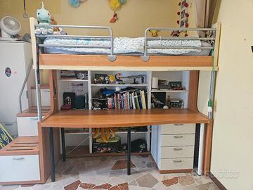 letto soppalco con scrivania