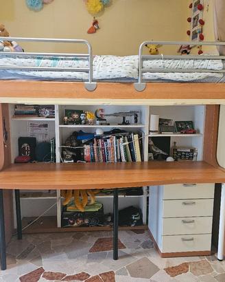 letto soppalco con scrivania
