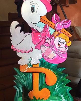 Cicogna fiocco annuncio nascita