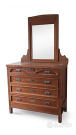 Comò con specchio legno massiccio noce