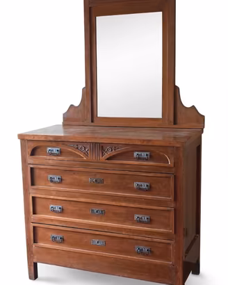 Comò con specchio legno massiccio noce