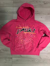 Felpa rosa con cappuccio stampa spider – taglia S