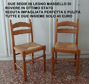 Coppia di sedie rustiche legno massello