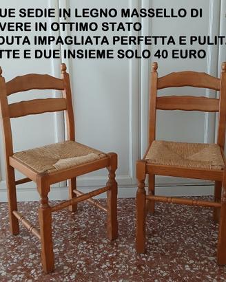 Coppia di sedie rustiche legno massello