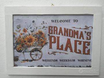 targa in legno cartello cornice bianca