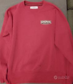 felpa rossa girocollo con teschio 