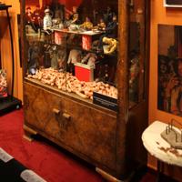 Mobiletto Art Déco in mogano e vetro