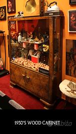 Mobiletto Art Déco in mogano e vetro