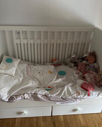 Lettino sbarre Ikea con piumone e paracolpi