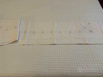 ANTICO LENZUOLO MATR.  LINO RICAMATO  A MANO