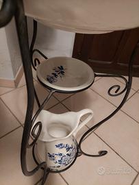 toilette specchio lavandino in ceramica e ferro