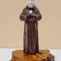 Statuetta PADRE PIO + base in Ulivo Arte Sacra