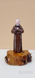 Statuetta PADRE PIO + base in Ulivo Arte Sacra