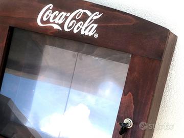 COCA-COLA ITALIA VETRINETTA BACHECA IN LEGNO 
