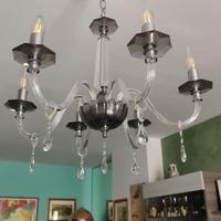 Lampadario 6 luci in cristallo lavorato a mano