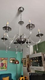 Lampadario 6 luci in cristallo lavorato a mano