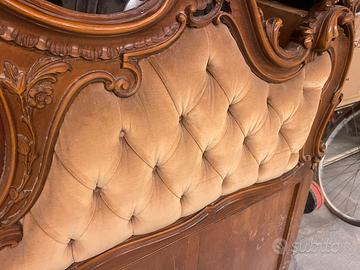 Testata letto d’epoca legno intarsiato