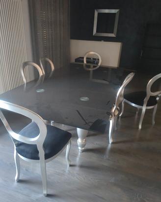tavolo in cristallo con 4 sedie 