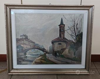 Quadro olio su tavola ENRICO CARROZZI 1974