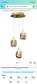 lampadario LED integrato a 3 luci in cristallo